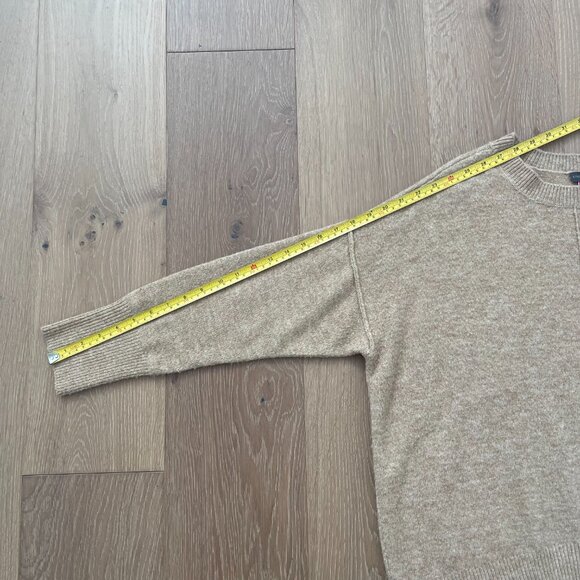 Vince Camuto Sweater Women Medium Tan Latte Heather Crewneck Knit Center Seam - Picture 7 of 12